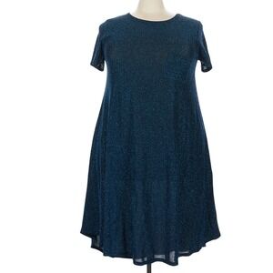 LuLaRoe Womens Dress Carly 2XL Elegant Blue Black Metallic Sparkle Shiny XXL